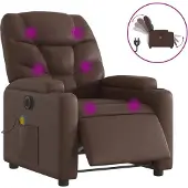 Syfax Massagesessel Elektrisch Braun Kunstleder