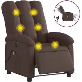 Syfax Massagesessel Elektrisch Dunkelbraun Stoff