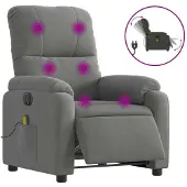 Syfax Massagesessel Elektrisch Dunkelgrau Mikrofasergewebe