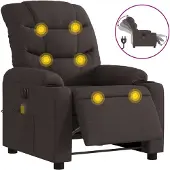 Syfax Massagesessel Elektrisch Dunkelbraun Stoff