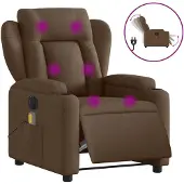 Syfax Massagesessel Elektrisch Braun Stoff