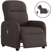 Syfax Massagesessel Elektrisch Dunkelbraun Stoff