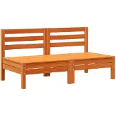 Syfax Gartensofas ohne Armlehnen 2 Stk. Wachsbraun Massivholz Kiefer