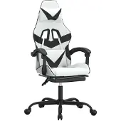 Syfax Gaming-Stuhl mit Fußstütze Drehbar Weiß & Schwarz Kunstleder