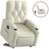 Syfax Relaxsessel mit Aufstehhilfe Elektrisch Creme Kunstleder