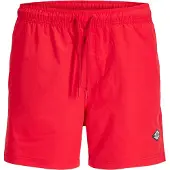 Jack & Jones Badeshorts "JPSTMAUI TROPIC SOLID SWIM SHORTS SN", Herren, Gr. S, N-Gr, rot (true rot), Web, Polyester, unifarben, Badehosen Badeshorts, Kunstfaser, normal geschnitten
