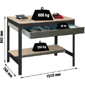 Simon Rack Werkbank SIMONWORK anthrazit 1 Schublade 151,0 x 76,0 x 84,2 cm