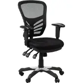 Stema Ergonomischer Bürodrehstuhl HG-0001, Nylonbasis, verstellbare Armlehnen, Schwarz
