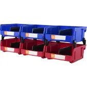 Vevor 6er-Set Sichtlagerboxen Stapelboxen Stapelkisten Lagerkästen Blau/Rot