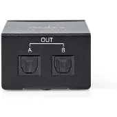 Nedis ASPL2512BK TosLink-Splitter 2-Weg Druckknopf S/PDIF Netzteil Schwarz