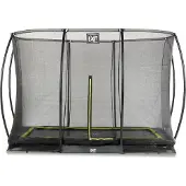 Exit Silhouette Bodentrampolin rechteckig 214x305 cm mit Sicherheitsnetz zum Eingraben im Garten, für Kinder, inklusive Bodenanker, schwarz