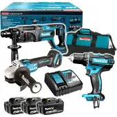 Makita COMBO DLX3078TX1 18V DGA504 + DHR241 + DDF482 Winkelschleifer Bohrhammer Bohrschrauber