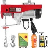 Vevor Elektrische Seilwinde, 1000 kg, Motorwinde mit 100 m kabelloser und 4,2 m kabelgebundener Fernbedienung, 12 m Hubhöhe mit Einzelkabel, Einzel-/Doppelschlingen, Hebezeug für Garage, Lager, Fabrik