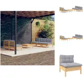 vidaXL 6-tlg. Garten-Lounge-Set mit Grauen Kissen Kiefernholz - Gartenmöbel-Sets