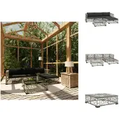 vidaXL 5-tlg. Garten-Lounge-Set mit Kissen Poly Rattan Grau - Gartenmöbel-Sets