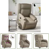 The Living Store Massagesessel mit Aufstehhilfe Elektrisch Cappuccino Kunstleder