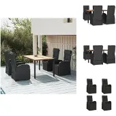 vidaXL 5-tlg. Garten-Essgruppe Schwarz Poly Rattan & Massivholz Akazie - Gartenmöbel-Sets