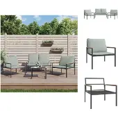 vidaXL 3-tlg. Garten-Lounge-Set mit Kissen Anthrazit Stahl - Gartenmöbel-Sets