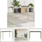The Living Store Gartentisch mit Glasplatte Hellgrau 115x54x74 cm Poly Rattan