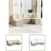 The Living Store 6-tlg. Garten-Sofagarnitur mit Kissen Beige Poly Rattan
