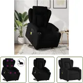 The Living Store Elektrischer Massagesessel mit Aufstehhilfe Schwarz Stoff