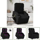 The Living Store Massagesessel mit Aufstehhilfe Schwarz Kunstleder