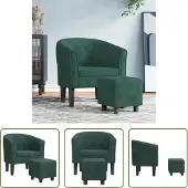 The Living Store Clubsessel mit Fußhocker Dunkelgrün Samt
