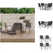 vidaXL 5-tlg. Garten-Essgruppe mit Kissen Poly Rattan und Stahl - Gartenmöbel-Sets