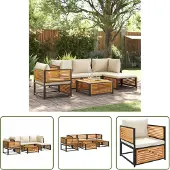The Living Store 6-tlg. Garten-Sofagarnitur mit Kissen Massivholz Akazie