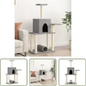 The Living Store Kratzbaum mit Sisal-Kratzsäulen Hellgrau 122 cm