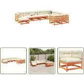 The Living Store 10-tlg. Garten-Sofagarnitur mit Kissen Wachsbraun Kiefernholz