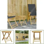 The Living Store Gartentisch Klappbar Ø45x45 cm Bambus