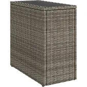 Syfax Garten-Beistelltisch mit Glasplatte Grau 58x27,5x55 cm Rattan