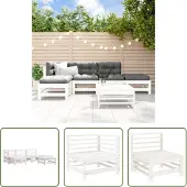 The Living Store 6-tlg. Garten-Lounge-Set Weiß Massivholz Kiefer