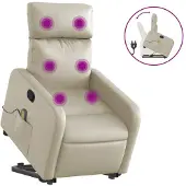 Syfax Massagesessel mit Aufstehhilfe Creme Kunstleder