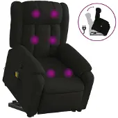 Syfax Massagesessel mit Aufstehhilfe Schwarz Stoff