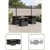 The Living Store 5-tlg. Garten-Sofagarnitur mit Kissen Schwarz Poly Rattan