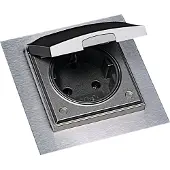 Thebo Einzelsteckdose ST 3009 ST/1 in EDELSTAHLFARBIG mit Klappdeckel / Schukosteckdose