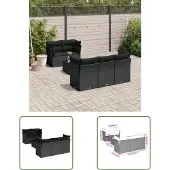 The Living Store 6-tlg. Garten-Sofagarnitur mit Kissen Schwarz Poly Rattan