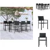 vidaXL 7-tlg. Garten-Essgruppe Schwarz - Gartenmöbel-Sets