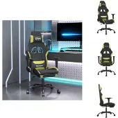 vidaXL Gaming-Stuhl mit Fußstütze Schwarz und Hellgrün Stoff - Gaming-Sessel