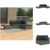 vidaXL 4-tlg. Garten-Lounge-Set mit Auflagen Poly Rattan Grau - Gartenmöbel-Sets