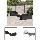 The Living Store 6-tlg. Garten-Sofagarnitur mit Kissen Schwarz Poly Rattan