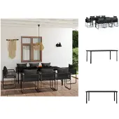 vidaXL 9-tlg. Garten-Essgruppe Schwarz - Gartenmöbel-Sets