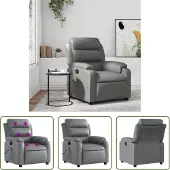 The Living Store Massagesessel Grau Kunstleder