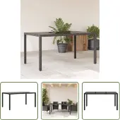 The Living Store Gartentisch mit Glasplatte Schwarz 150x90x75 cm Poly Rattan