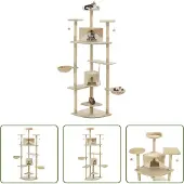 The Living Store Katzen-Kratzbaum Sisal 203 cm Beige und Weiß