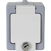 Kopp 105648002 Schutzkontakt-Steckdose 1-Fach mit Sicherheitsschloss, Aufputz-Fe