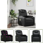 The Living Store Massagesessel Schwarz Kunstleder