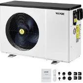 Vevor Elektrische Poolwärmepumpe, 1,48-7,11 kW Heizleistung, energieeffiziente variable Frequenz-Poolheizer für 15-30m³ oberirdische Pools, Heiz- und Kühlwasserheizer AC220-240V 50Hz, 1.48-7.11 KW